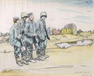 Four German Prisoners by a French Village